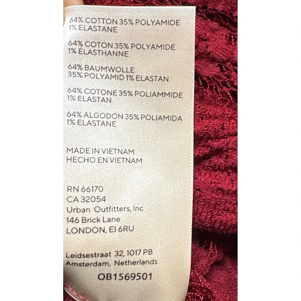 Free People Lace Mini Dress Dark Red Button Front Long Sleeve Small